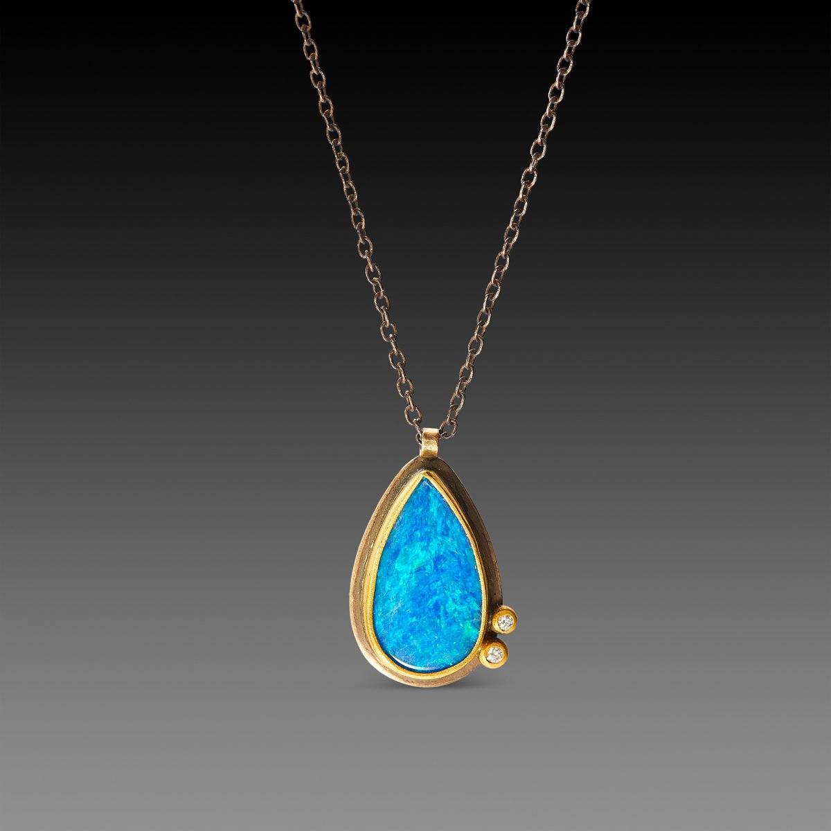Australian opal, high grade moonstone and Peruvian opal pendant in sol –  Angel Alchemy